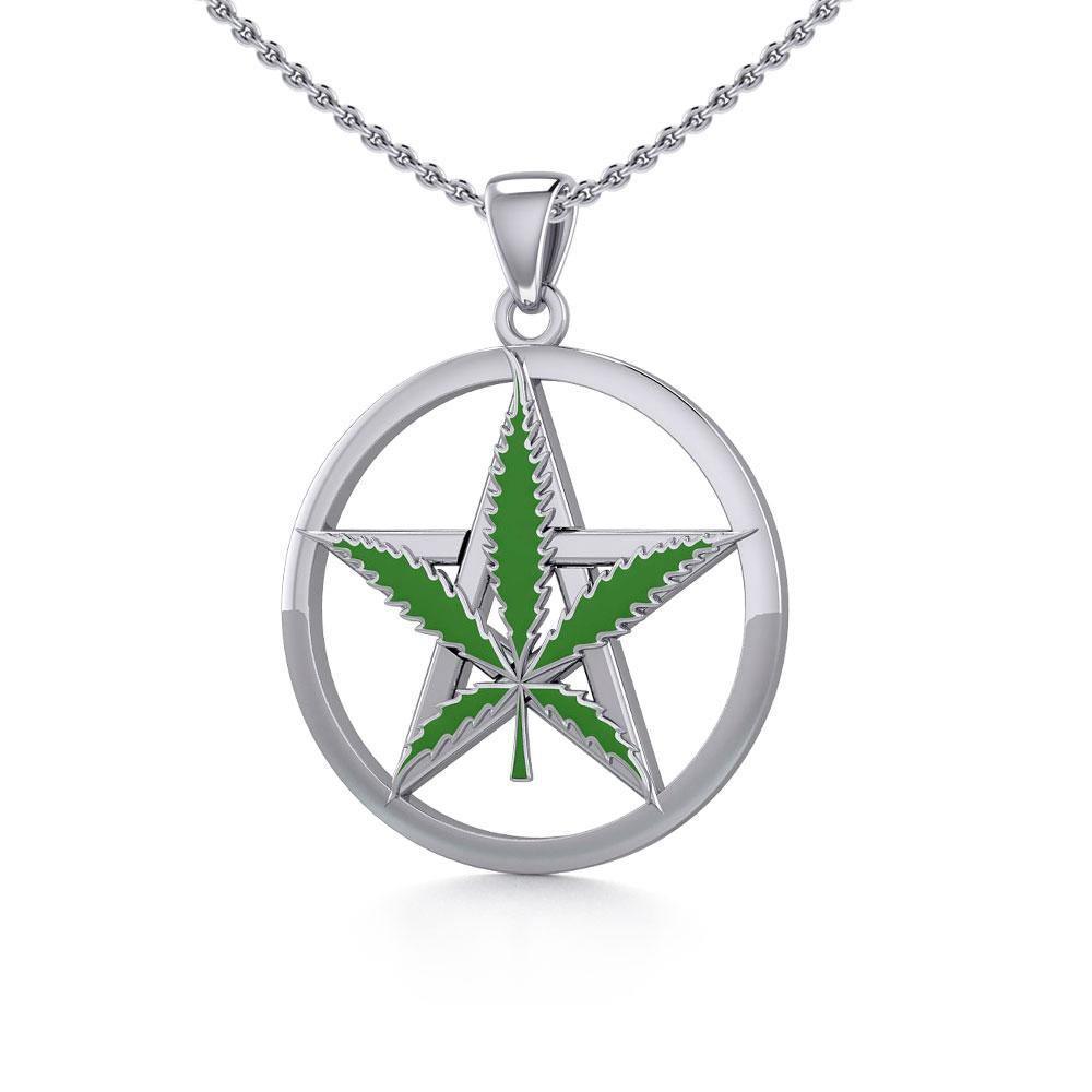 Oberon Zell Greenleaf Pentagram Silver Pendant with Enamel TPD5372