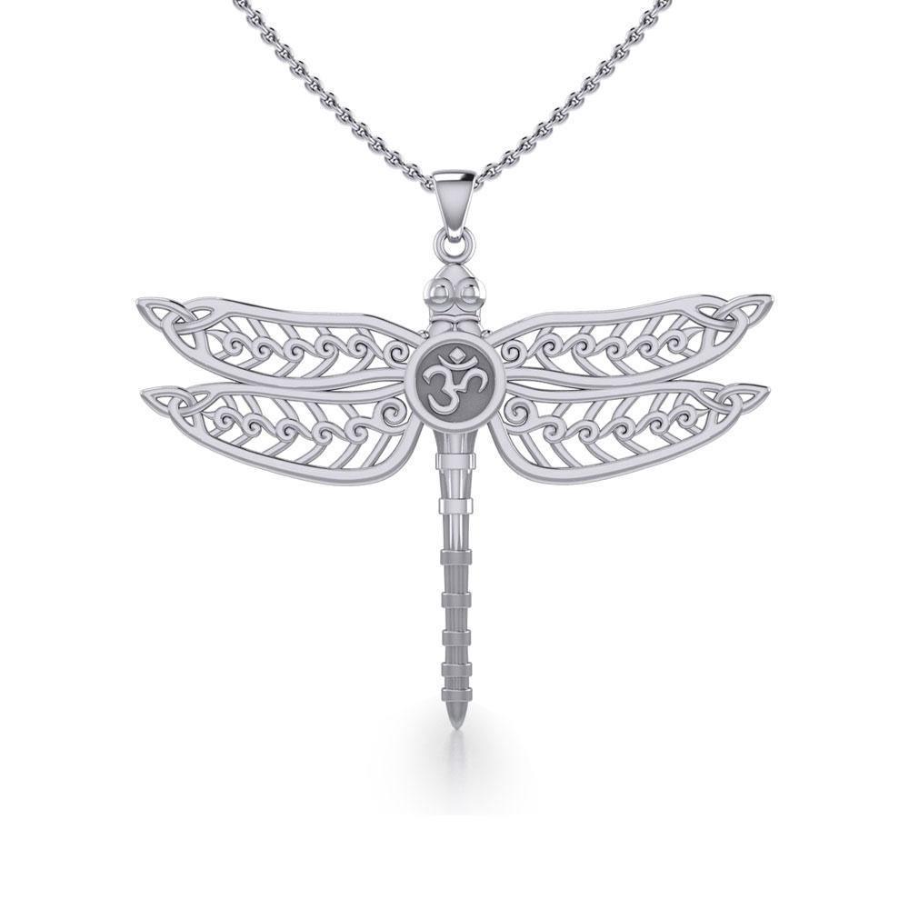 The Celtic Dragonfly with Om Symbol Silver Pendant TPD5384