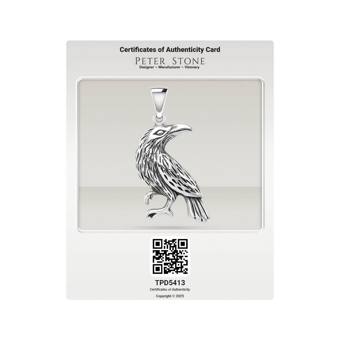 Small Raven Silver Pendant TPD5413