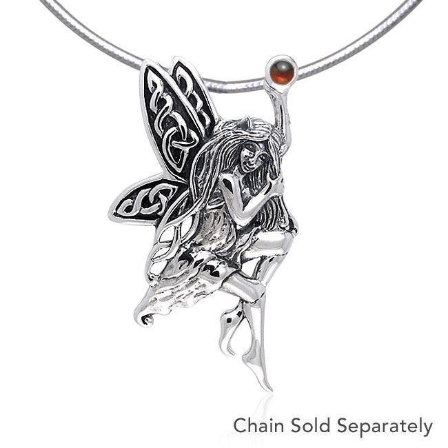 Fairy Holding Gem Silver Pendant TPD554