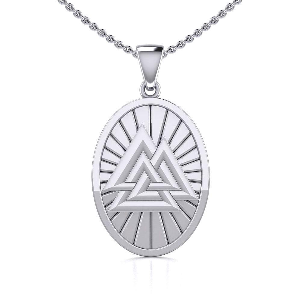 Sterling Silver Viking Valknut Oval Pendant Jewelry TPD5615