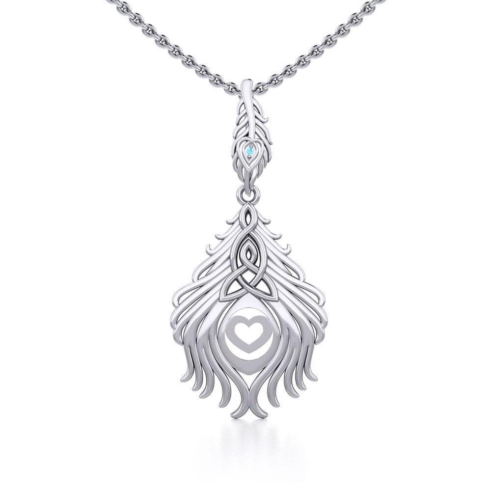 Celtic Peacock Tail Silver Pendant with Gemstone TPD5640