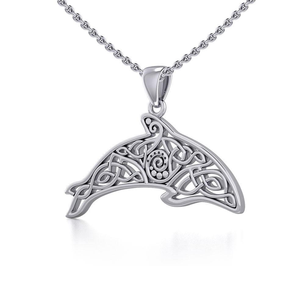 Celtic Filigree Dolphin Silver Pendant TPD5699