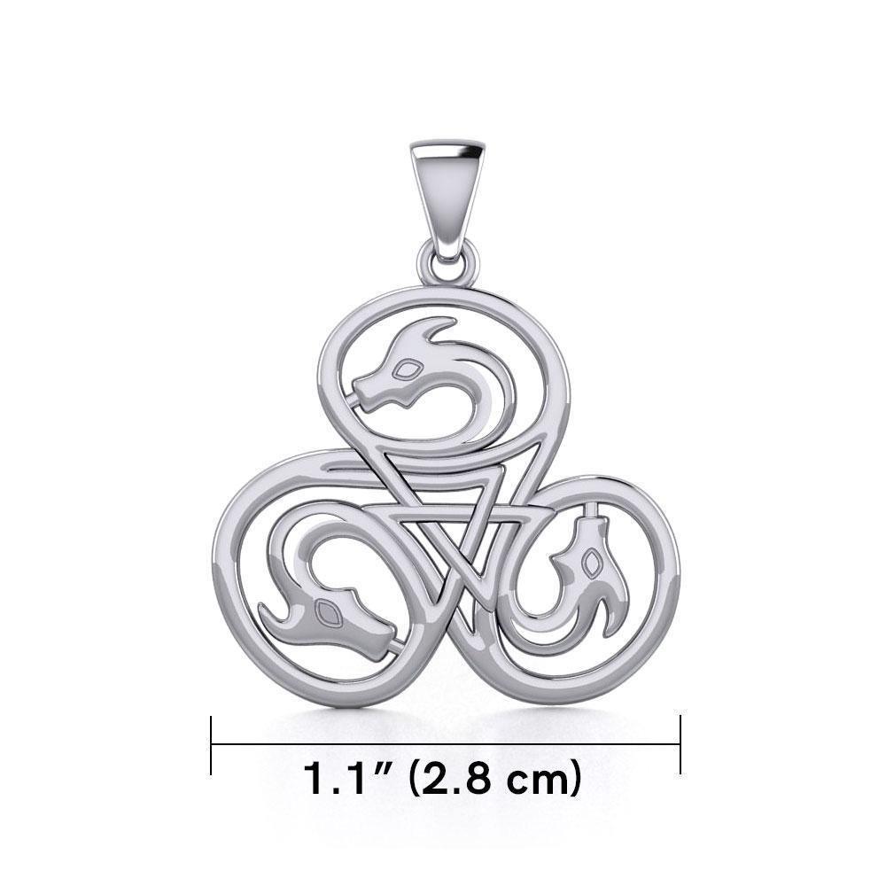 Dragon with Triskele Silver Pendant TPD5819
