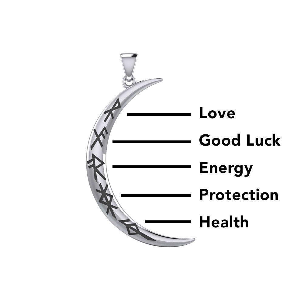 Crescent Moon with Meaningful Bind Runes Large Pendant TPD5833