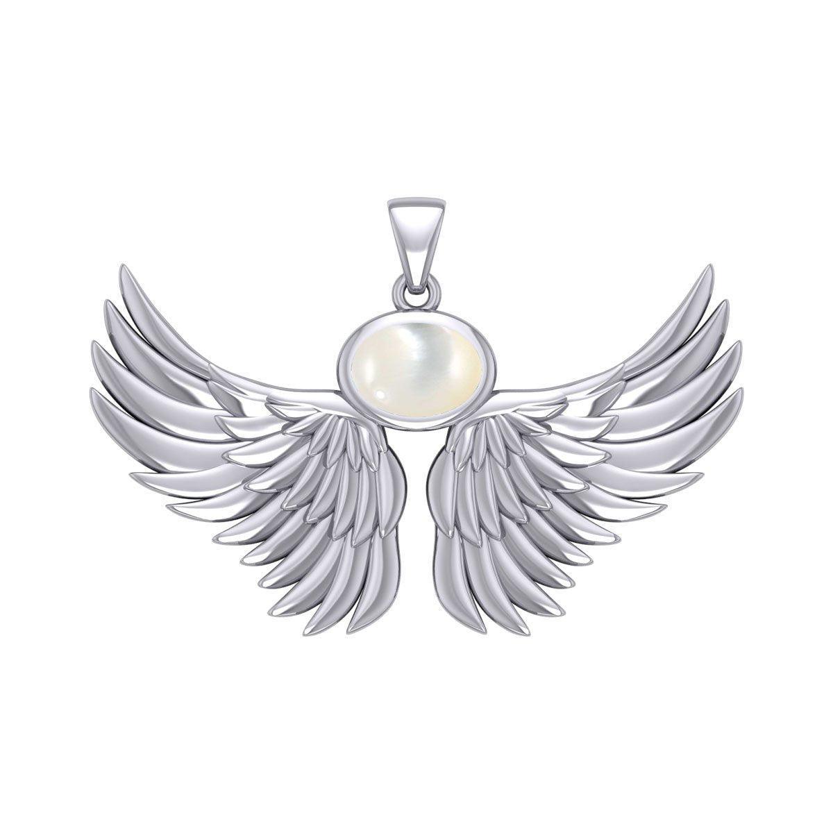 Guardian Angel Wings Silver Pendant with Birthstone TPD5869