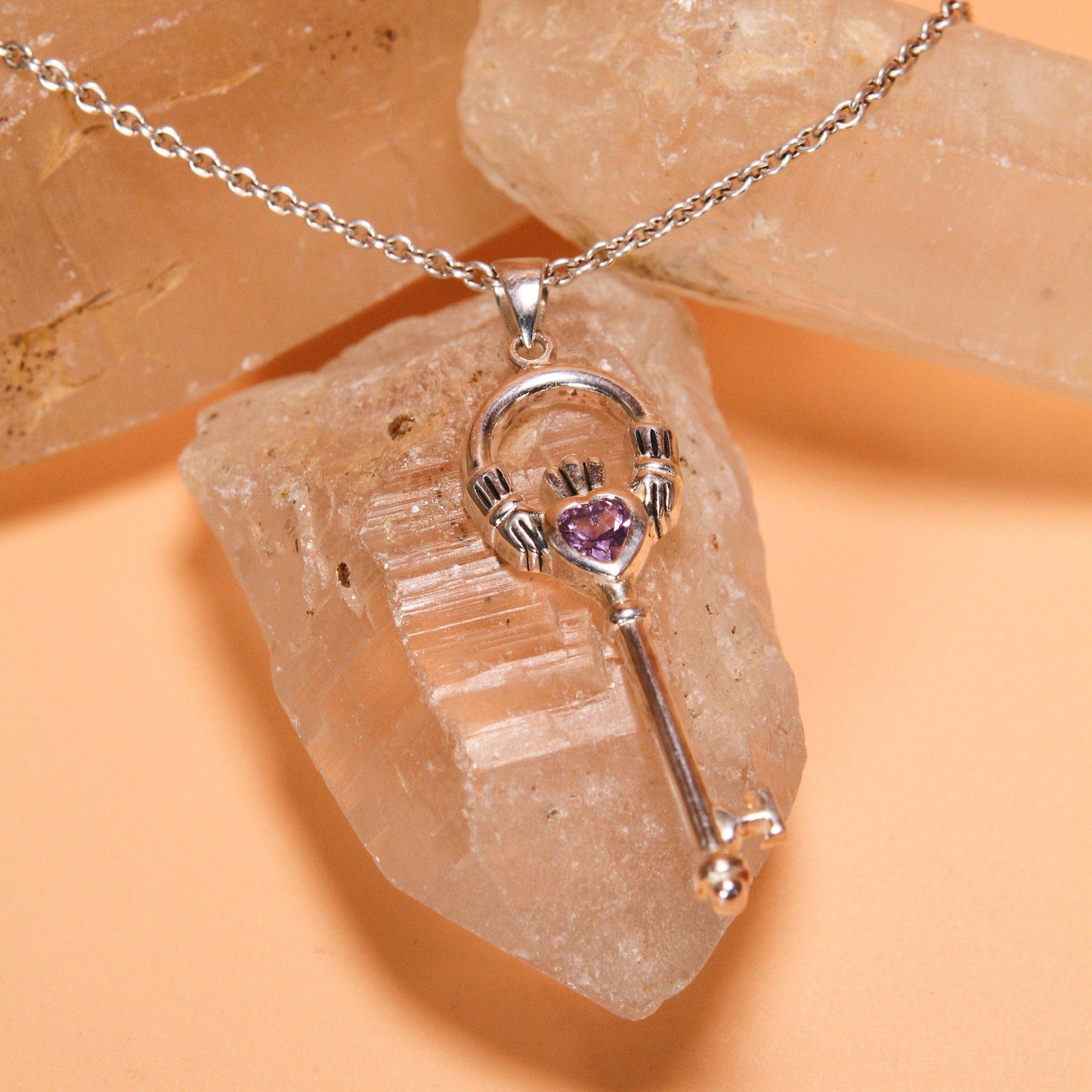 Irish Claddagh Spiritual Key Silver Pendant TPD5903