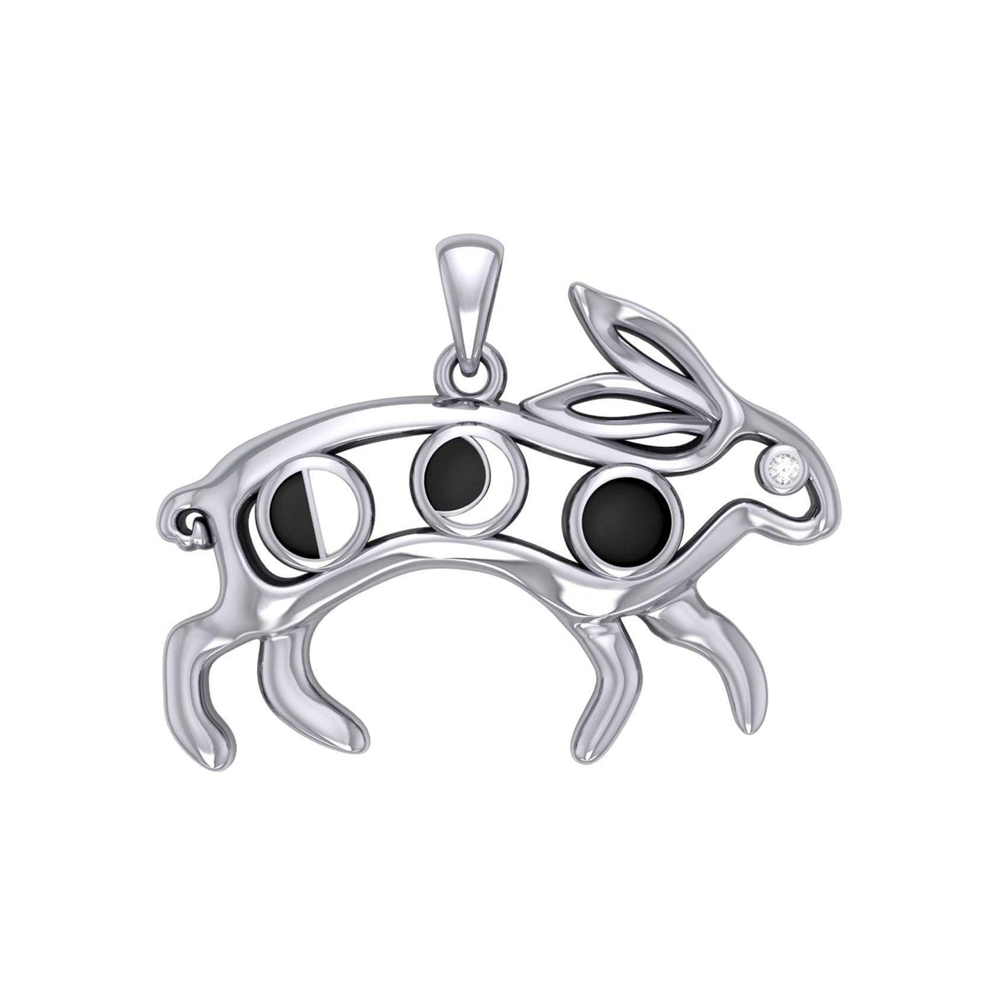 Rabbit or Hare Silver Pendant with Moon Phase TPD6033