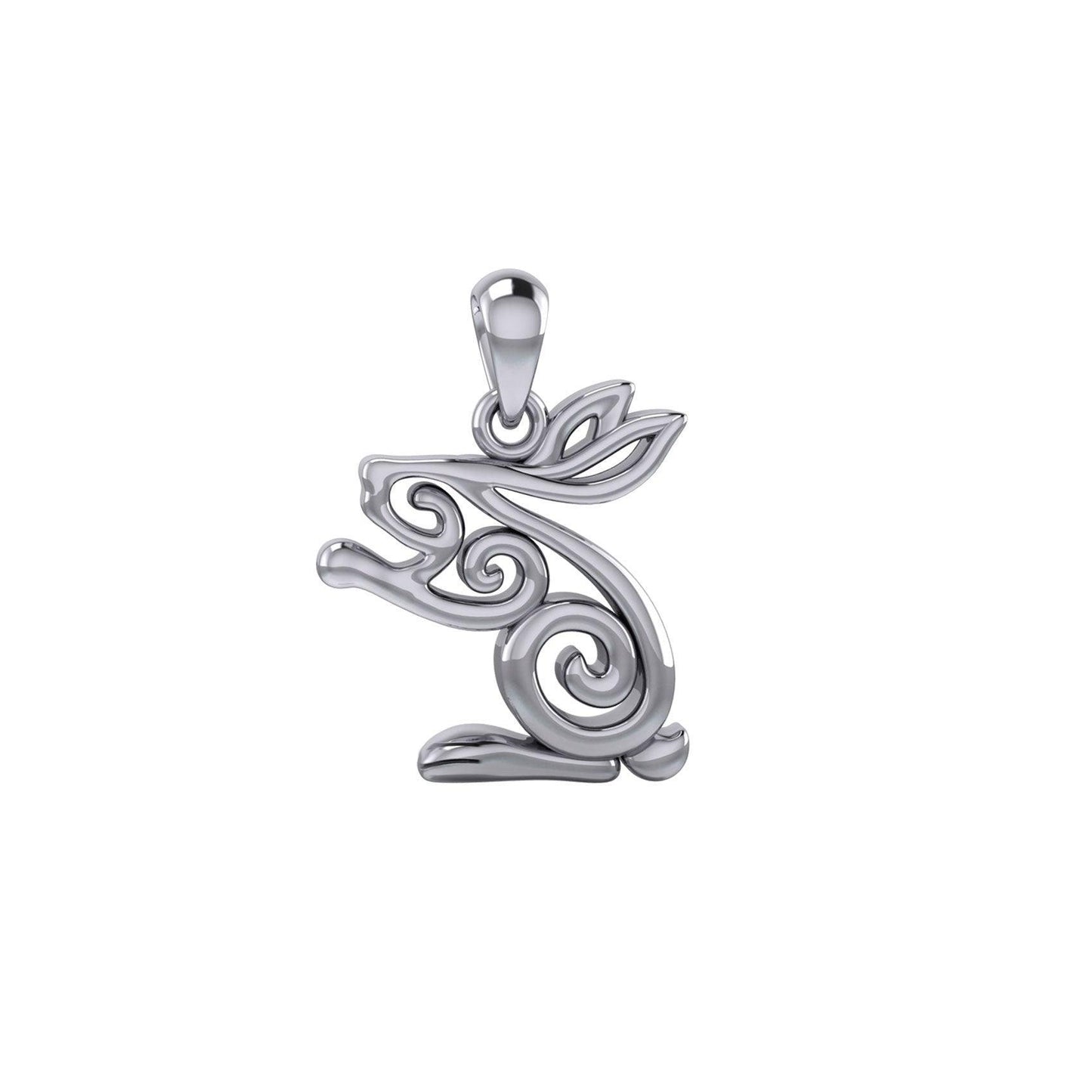 Celtic Spiral Rabbit or Hare Silver Pendant TPD6037