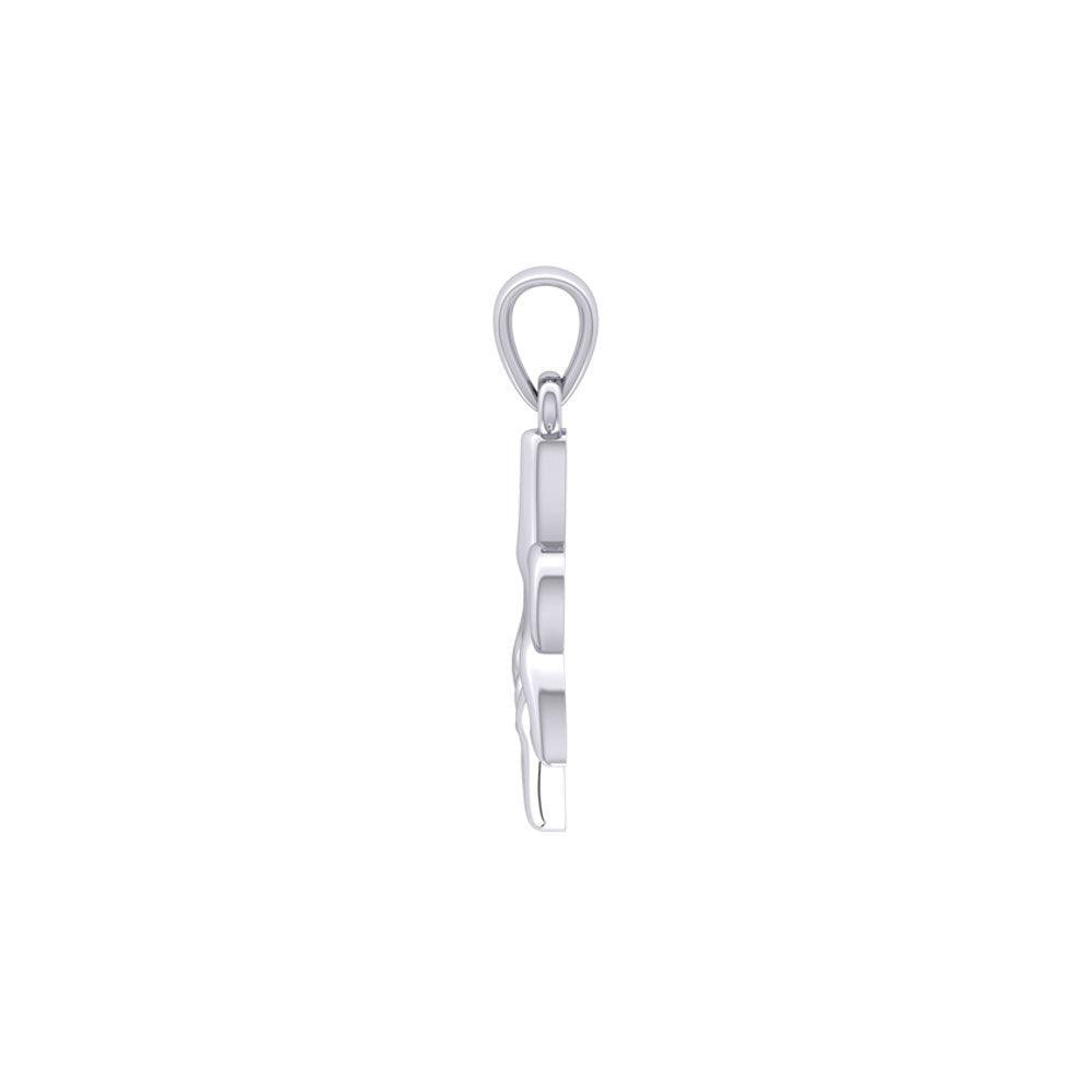 Celtic Whale Tail And Double Heart Silver Pendant TPD6055