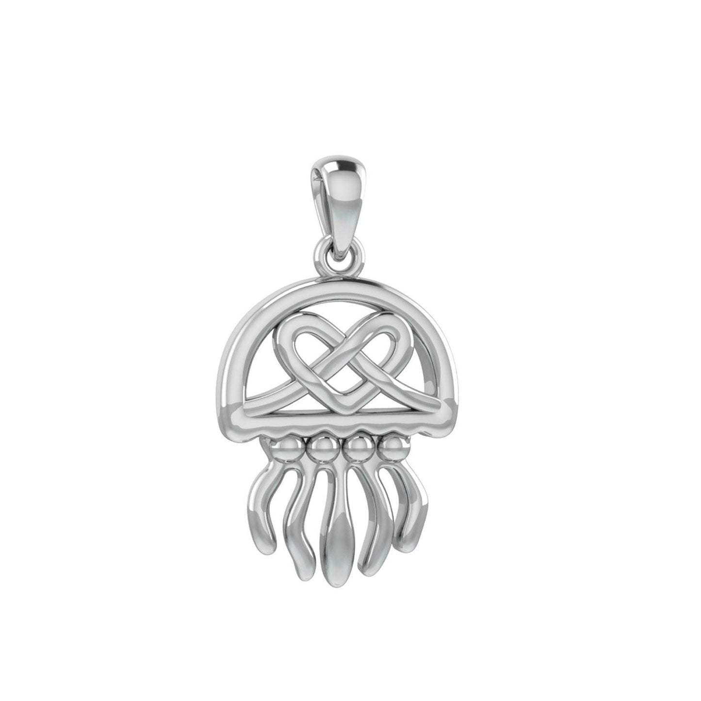 Jellyfish with Celtic Heart Silver Pendant TPD6078