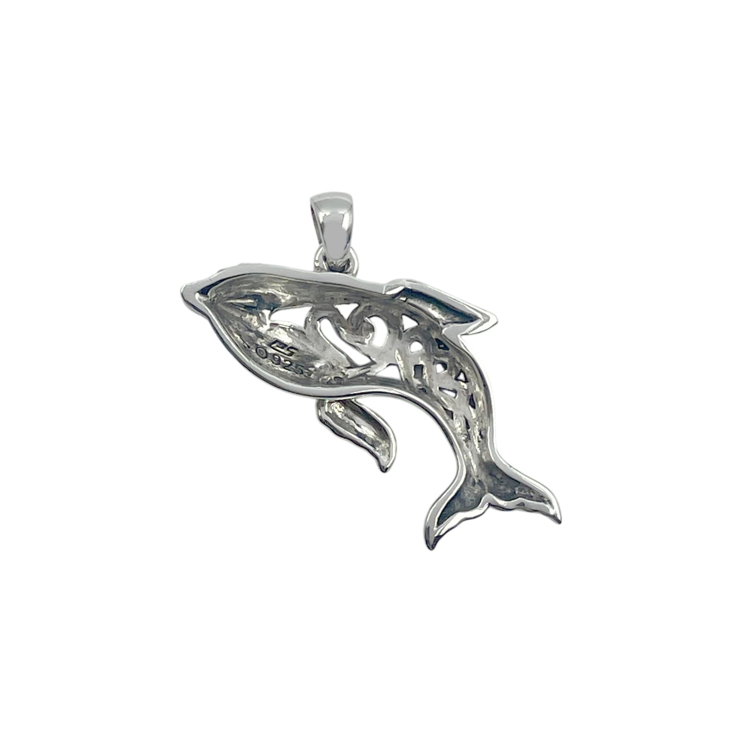 Celtic Whale with Double Heart Silver Pendant TPD6099