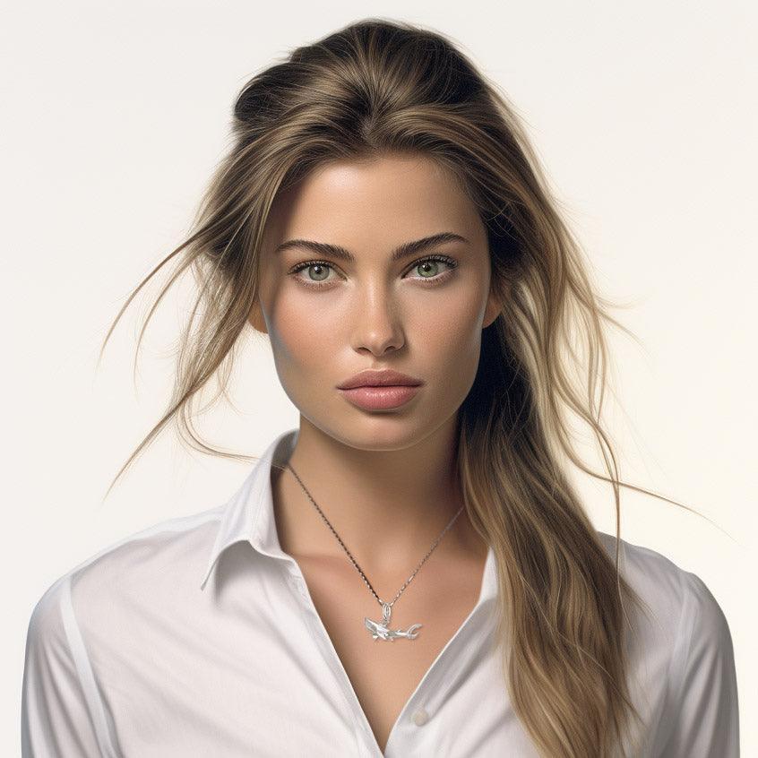 Graceful Guardian Sterling Silver Shark Pendant by Peter Stone TPD6225 - peterstone.dropshipping