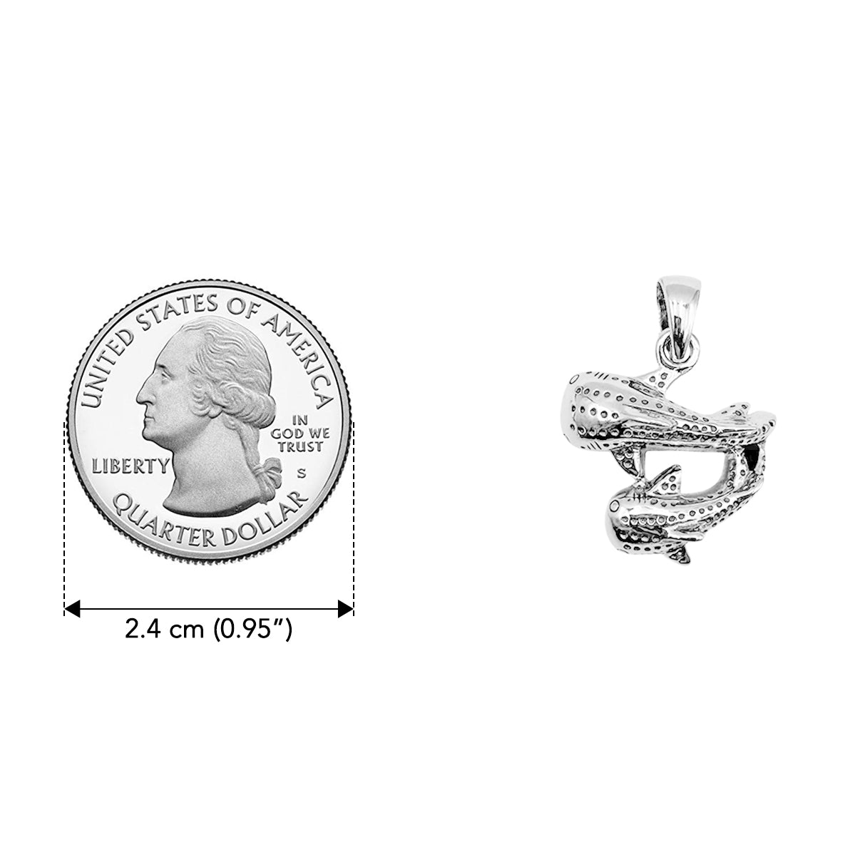 DiveSilver Double Whale Shark Sterling Silver Pendant TPD6351