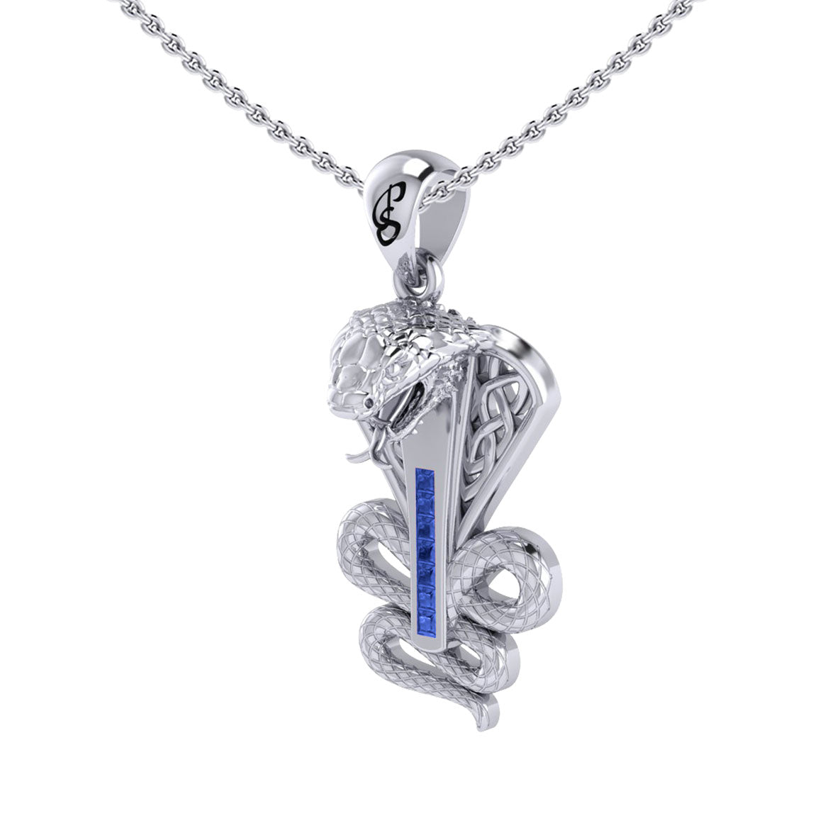 Celtic Spirit Snake with Gemstones Sterling Silver Pendant TPD6411