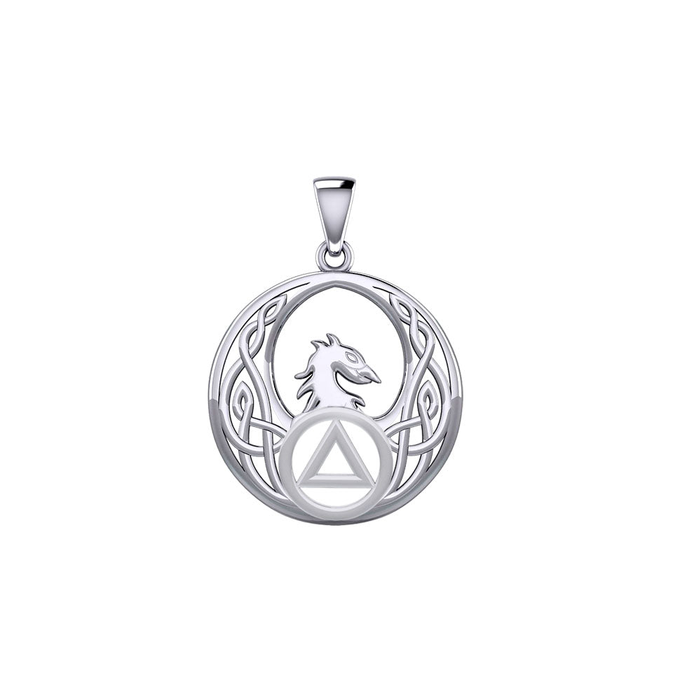 Celtic Phoenix with AA Recovery Symbol Sterling Silver Pendant TPD6431