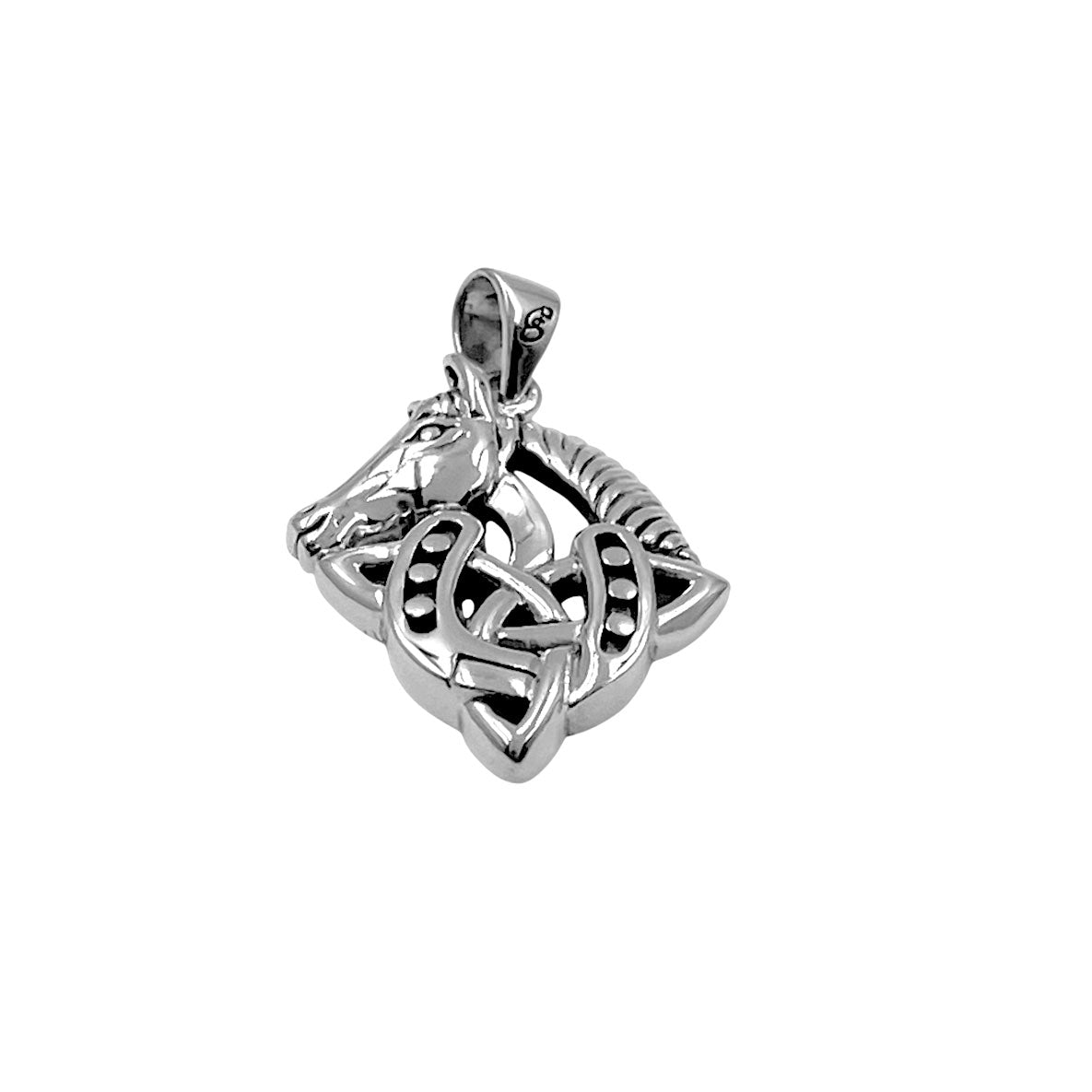 Celtic Trinity With Horse and Horseshoe Sterling Silver Pendant TPD6492