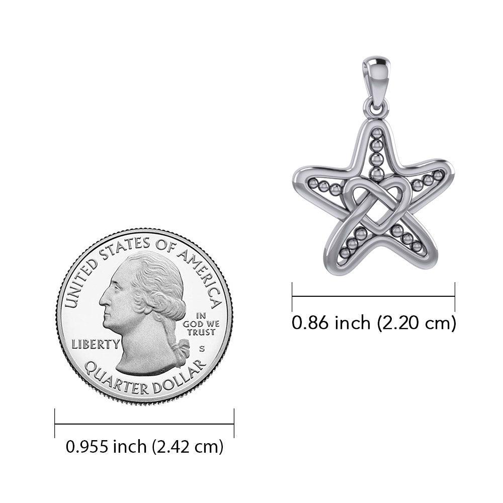 Starfish with Celtic Heart Silver Pendant TPD7003