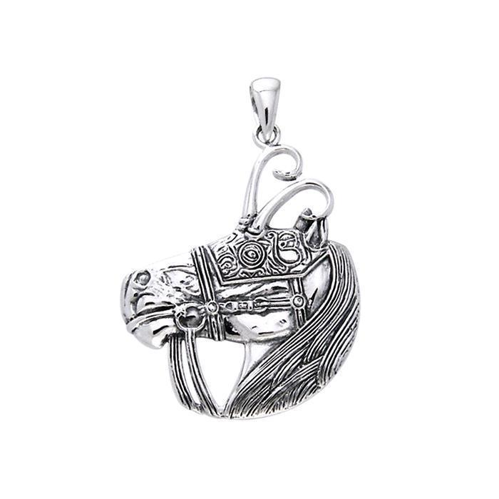 Viking Warrior Horse Silver Pendant TPD973