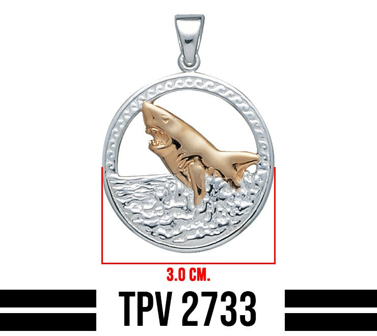 Shark Silver and 14K Gold Accent Pendant TPV2733