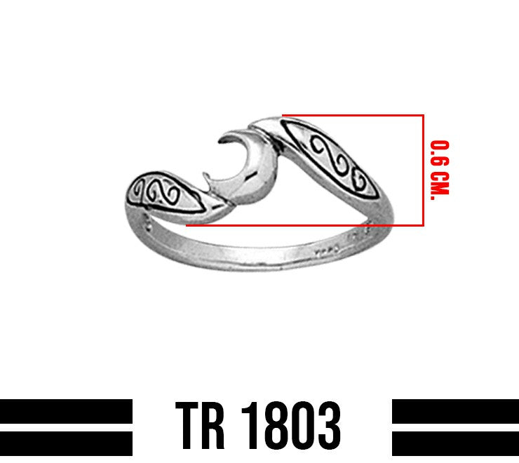 Crescent Moon Sterling Silver Ring TR1803