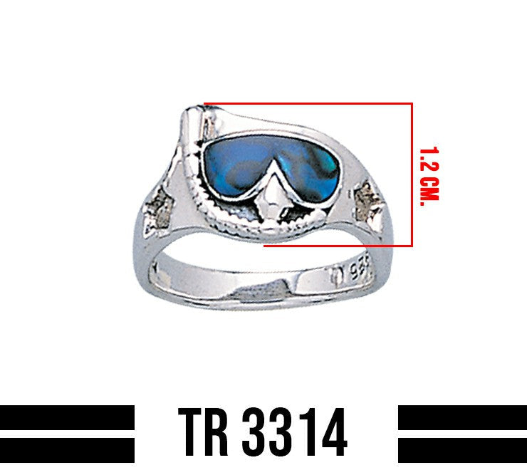 Dive Mask Sterling Silver Ring TR3314