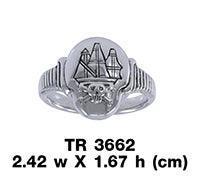 Jolly Roger Ship ~ Sterling Silver Ring TR3662