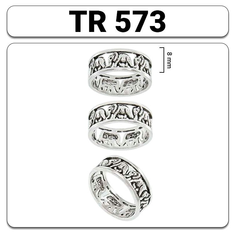 Open Elephant Herd Sterling Silver Ring TR573