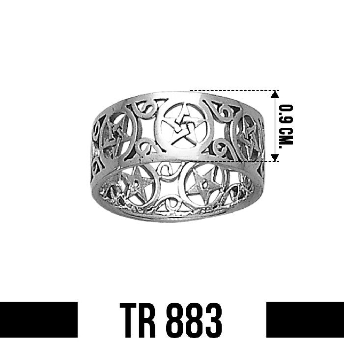 Pentagram Pentacle Sterling Silver Ring TR883
