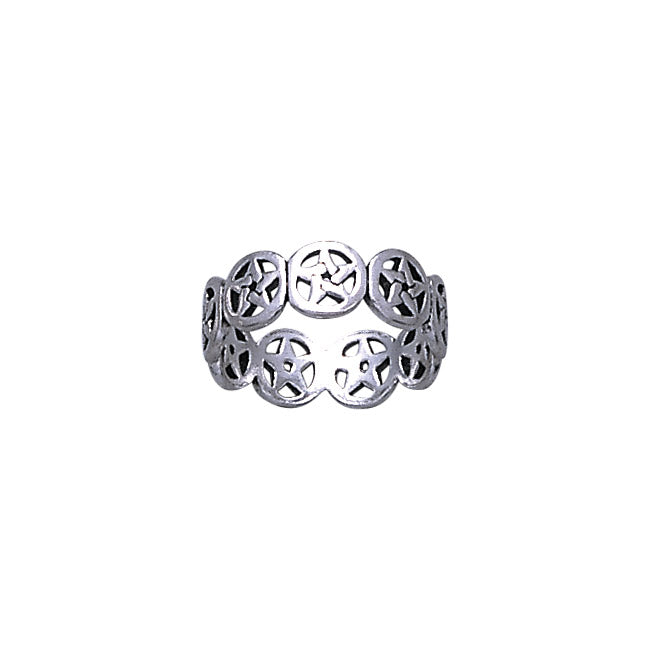 Pentacle Sterling Silver Ring TR972