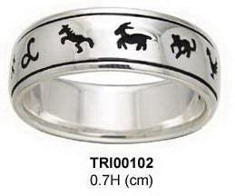 Chinese Astrology Silver Ring TRI102
