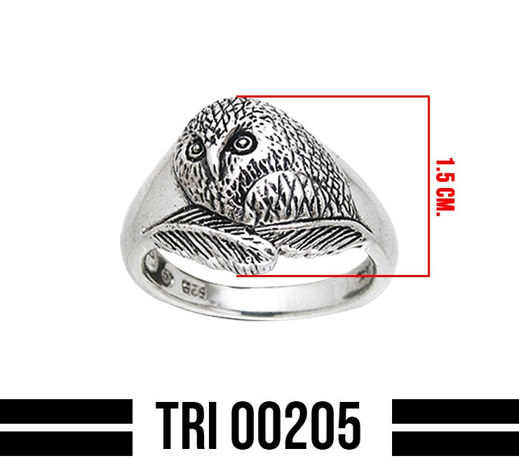 Barn Owl Sterling Silver Ring by Ted Andrews TRI205