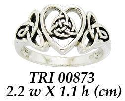 The purity of an endless heart ~ Celtic Knotwork Trinity Heart Sterling Silver Ring TRI873