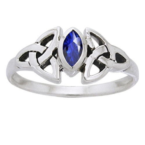 Celtic Knotwork Sterling Silver Ring with Birthstone TRI936 +++