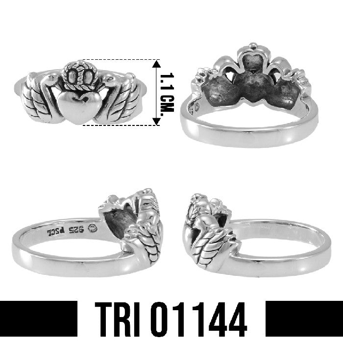 Swan Claddagh Sterling Silver Ring TRI1144