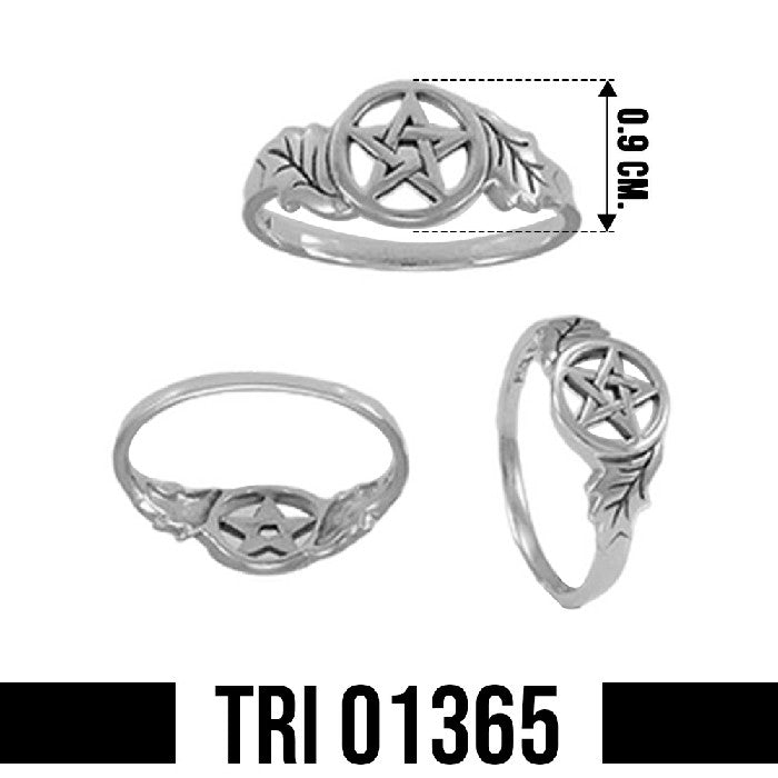 Oak Leaf Pentacle Sterling Silver Ring TRI1365