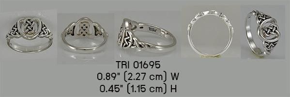 Love knows no limits ~ Celtic Knotwork and Hearts Sterling Silver Ring TRI1695