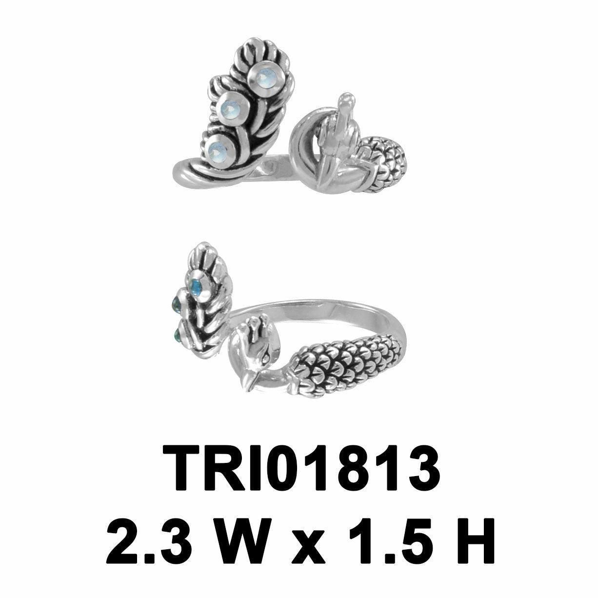 Magnificent Peacock with Gemstone Tail Ring TRI1813