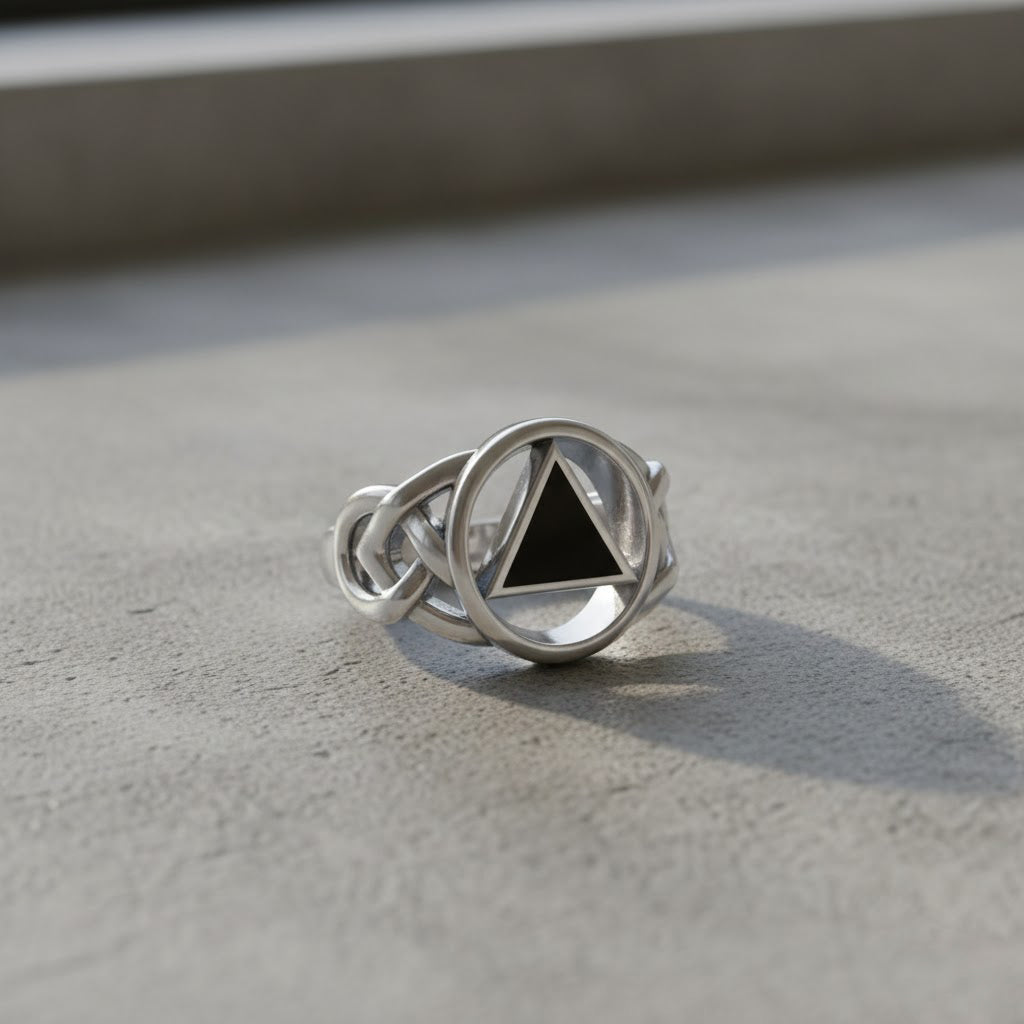 AA Recovery Inlaid Sterling Silver Ring TRI1273*