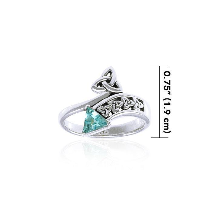 Celtic Trinity Knot Silver Ring with Triangle Gemstone TRI1284