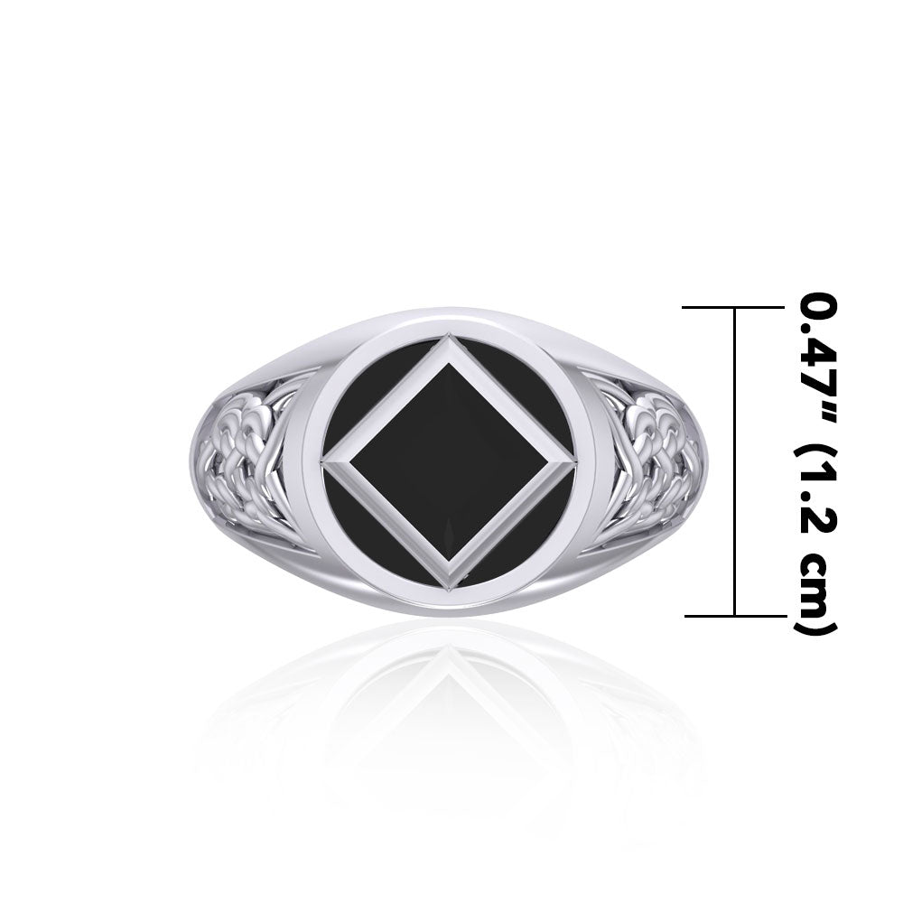 NA Recovery Symbol Sterling Silver Ring with Inlay TRI1287