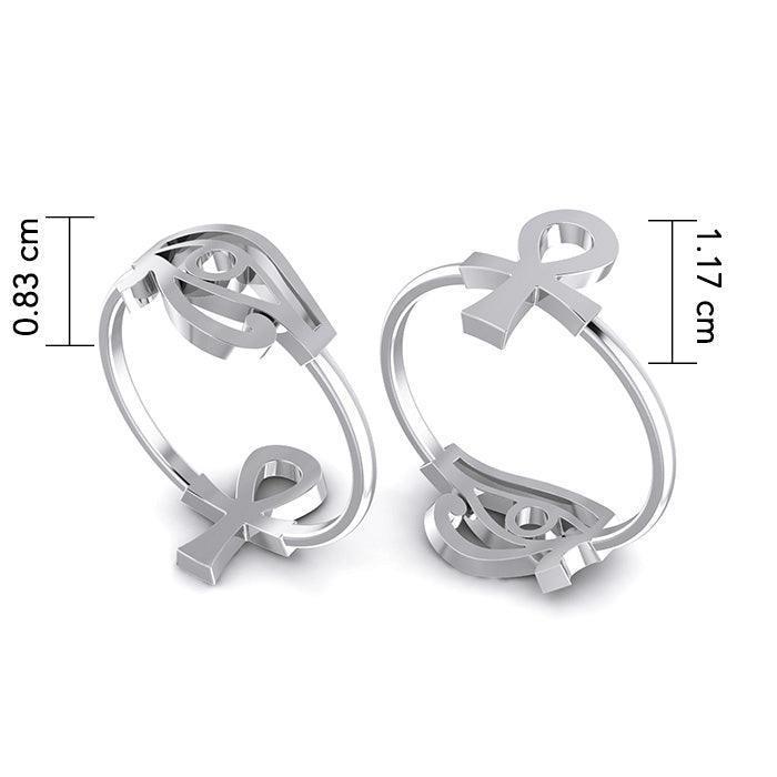 Ankh and Eye of Horus Sterling Silver Double Sided Ring TRI1680