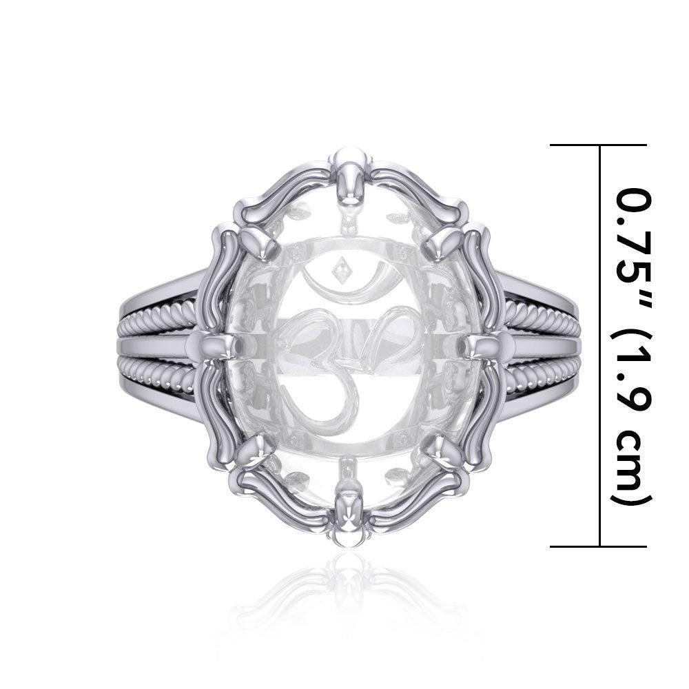 Om Sterling Silver Ring with Genuine White Quartz TRI1713