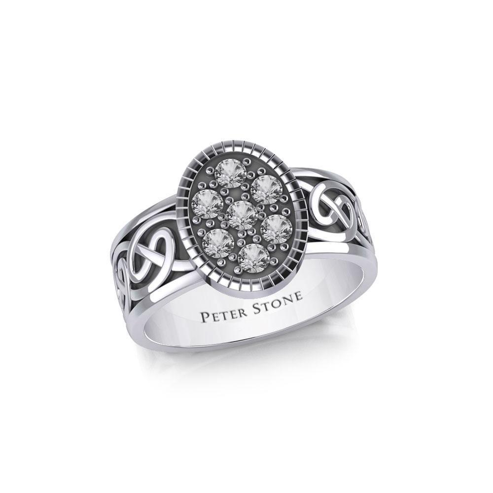 Oval Celtic Ring with Gemstones TRI1954
