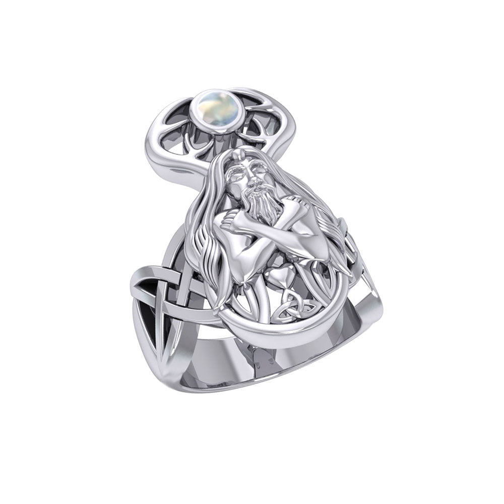 Cernunno the Powerful Horned God Silver Ring TRI2331