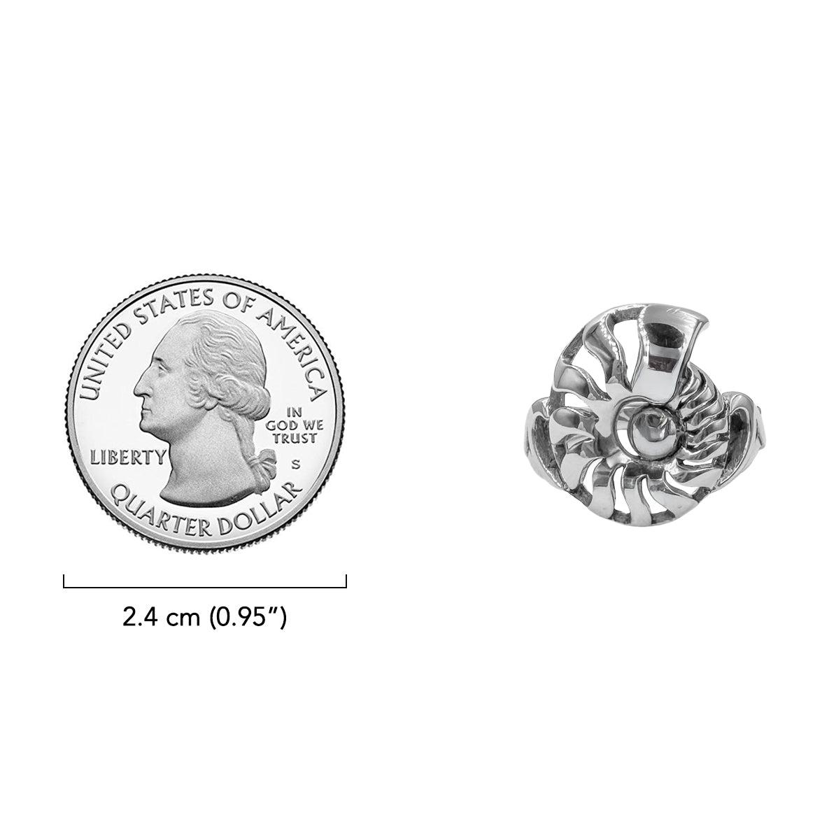 DiveSilver Nautilus and Wave Sterling Silver Ring TRI2576