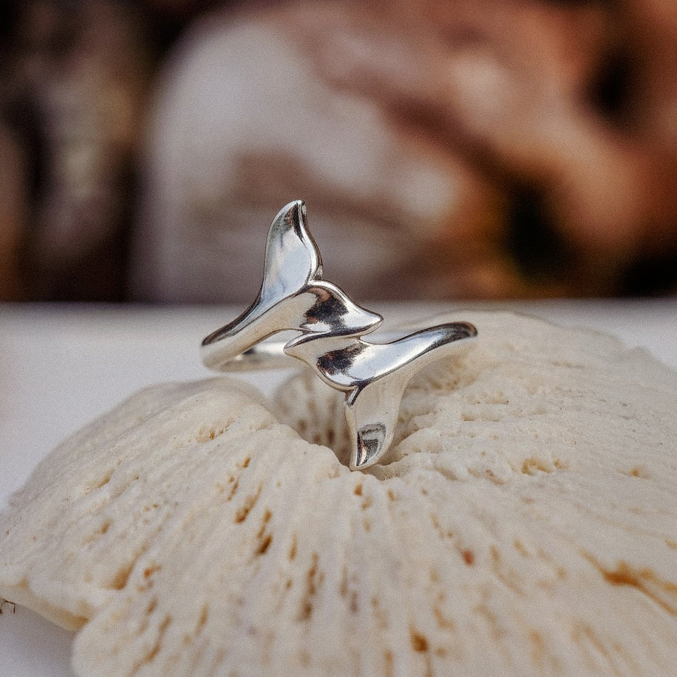 Double Whale Tail Sterling Silver Ring TRI2586*