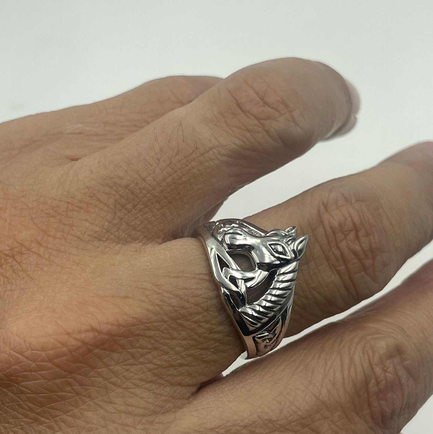 Horse with Celtic Knot Sterling Silver Ring TRI2599