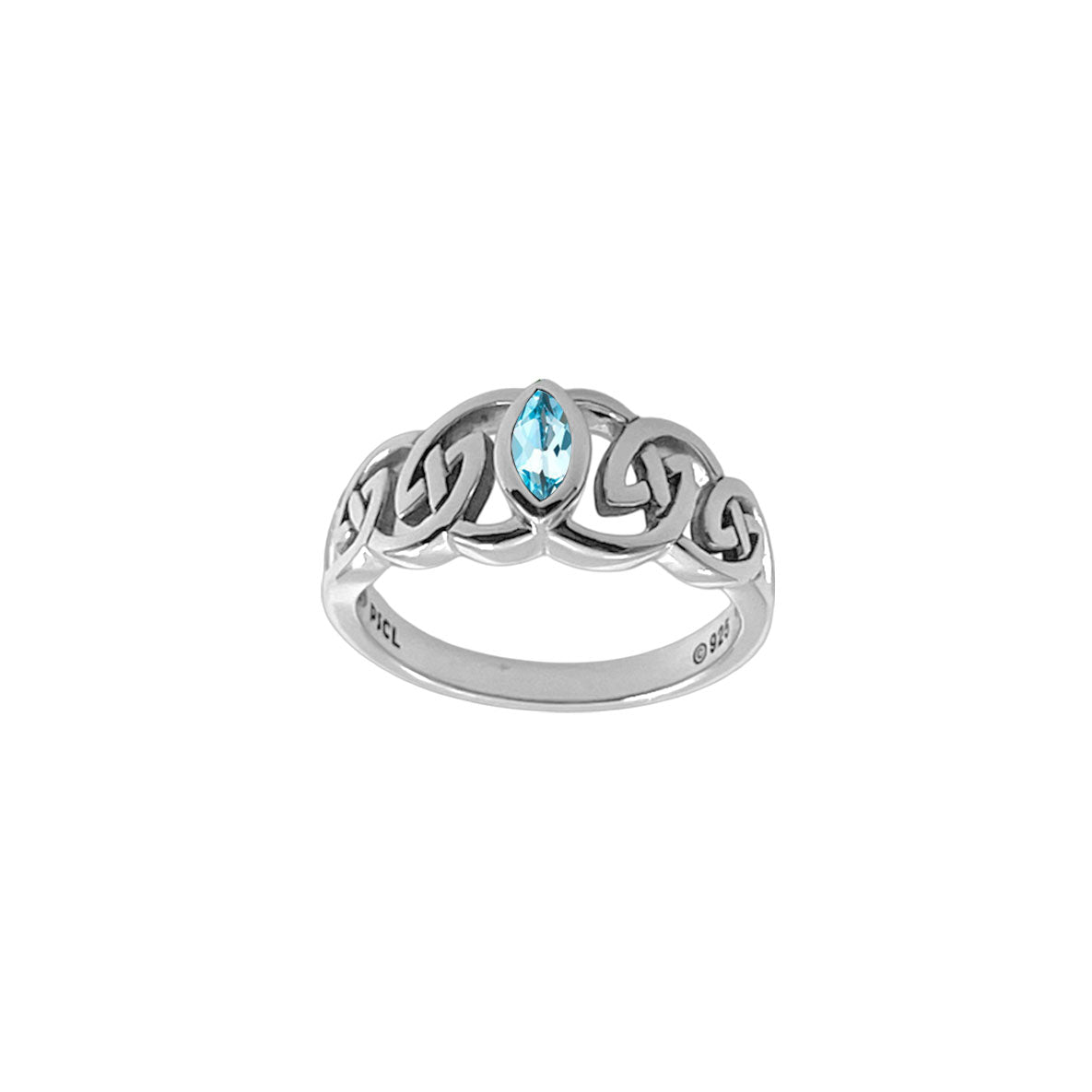 Celtic Ring With Marquise Gemstone Sterling Silver Ring TRI2615
