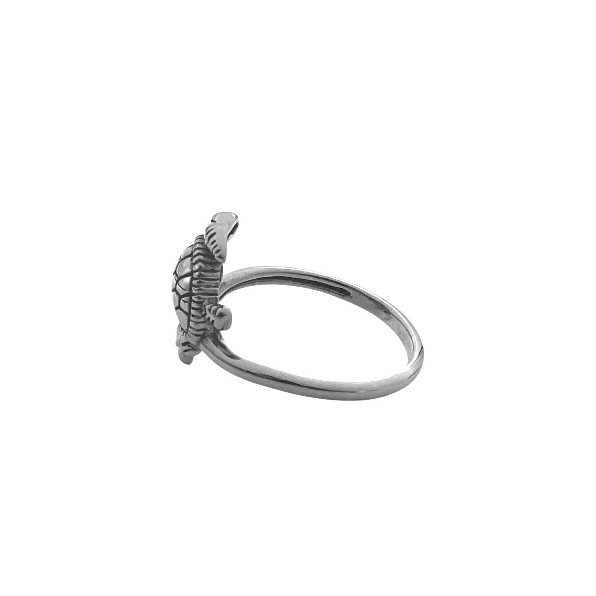 Turtle and Flower Sterling Silver Ring TRI2619
